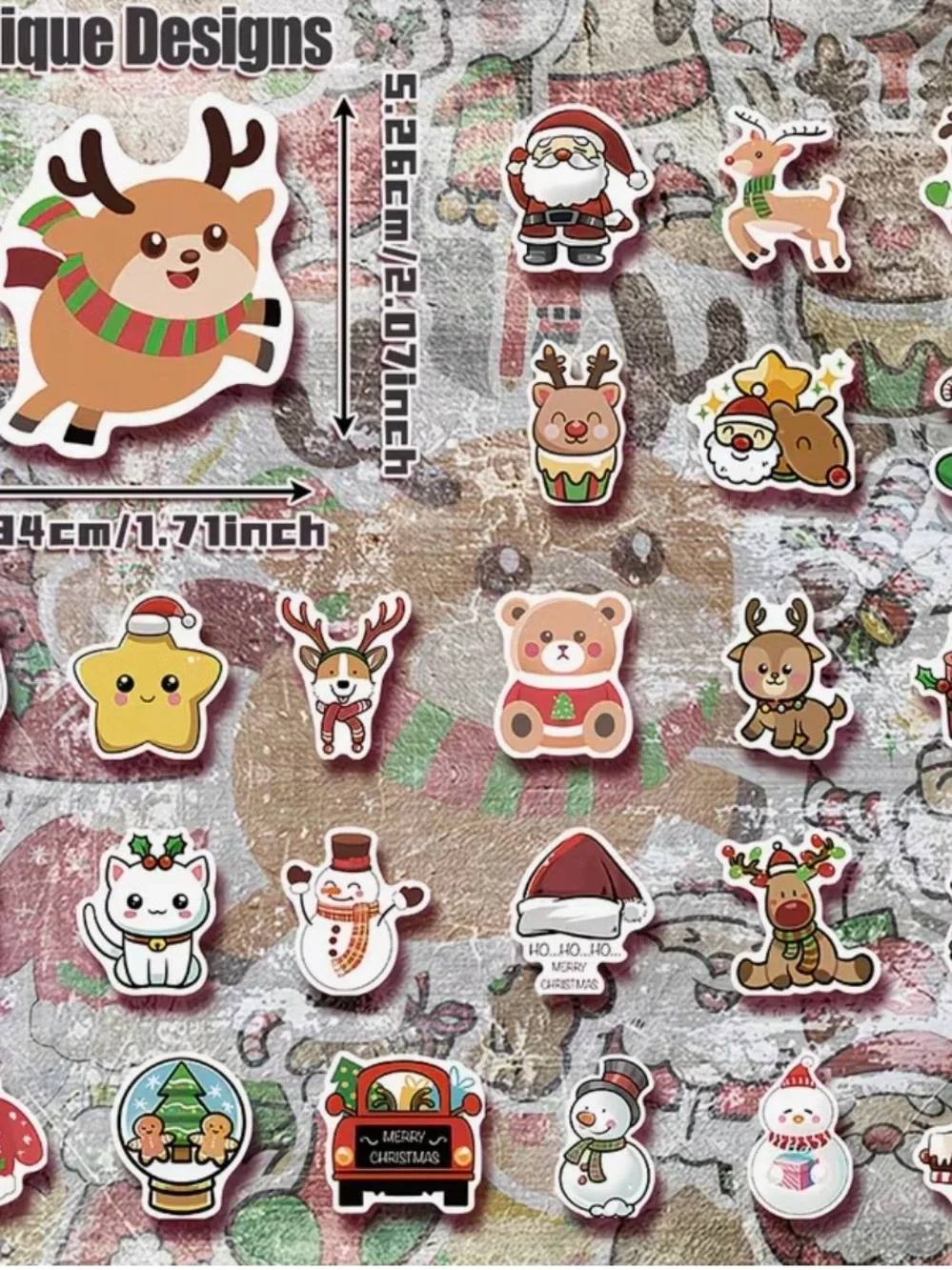 50 Christmas Cartoon Stickers Cute & Festive Crafts Kids School Party